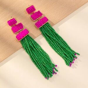 Handmade Pink and Green Earrings